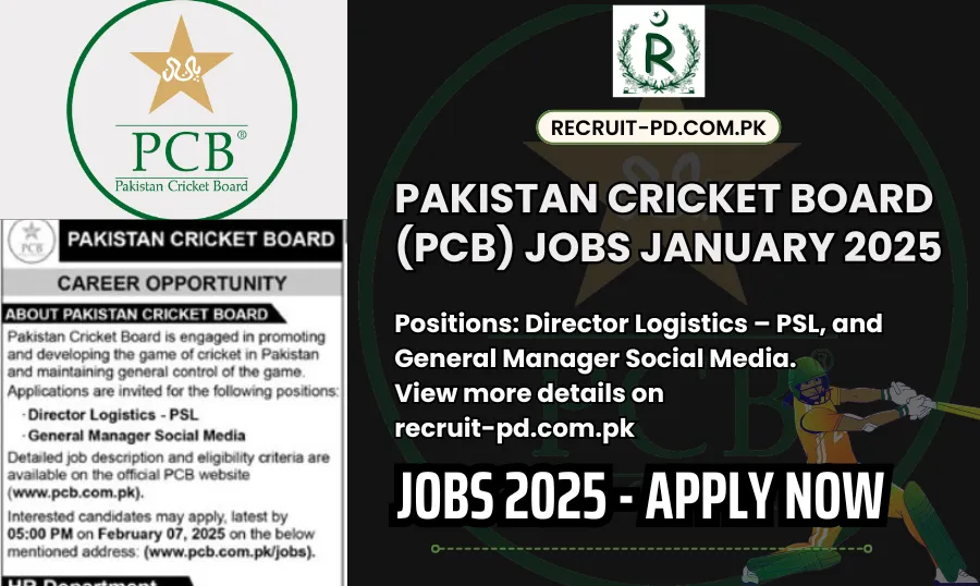 New Pakistan Cricket Board (PCB) Jobs January 2025